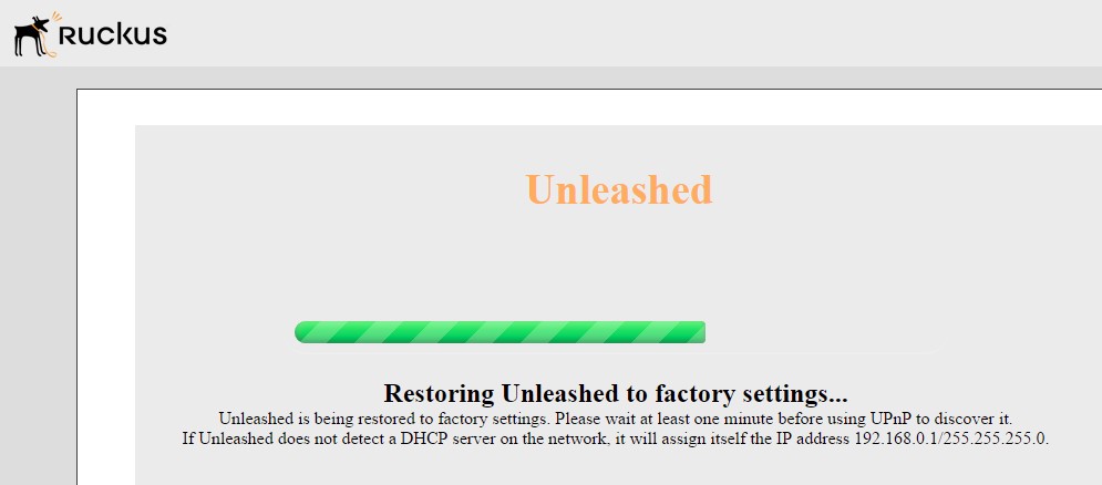Сброс точек доступа Ruckus Unleashed