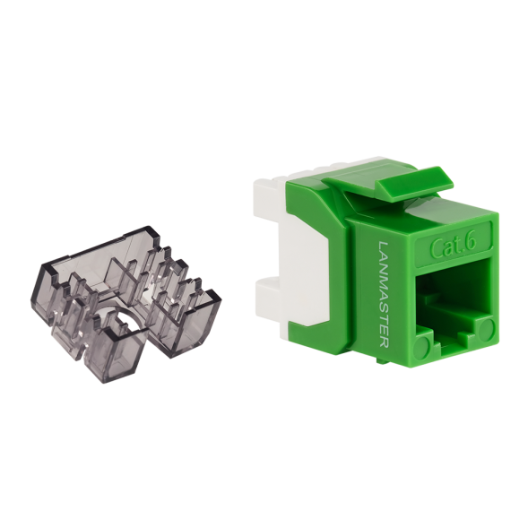 Модуль Keystone Jack Lanmaster LAN-OK45U6/180N-GN (RJ45, CAT.6, UTP, 180°, зеленый)