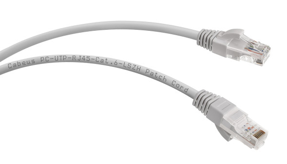 Патч-корд Cabeus PC-UTP-RJ45-Cat.6-15m-LSZH (9595c) (U/UTP, CAT.6, LSZH, 15 м, серый)