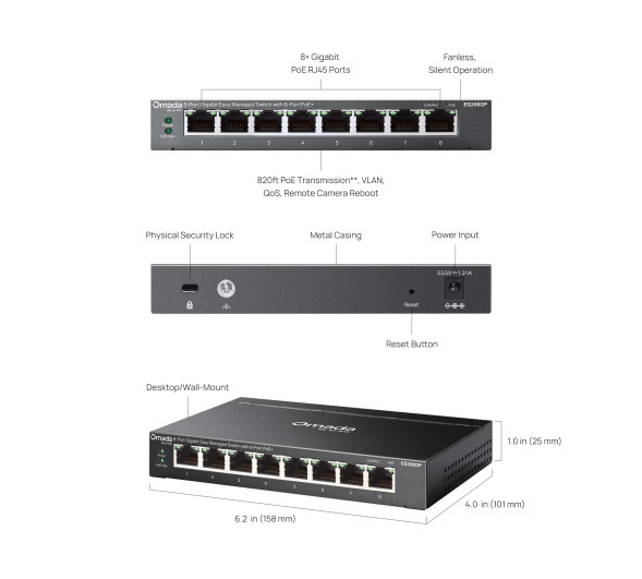 Коммутатор TP-Link Omada ES208GP