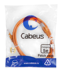 Патч-корд Cabeus PC-UTP-RJ45-Cat.5e-1.5m-OR (7697c) (U/UTP, CAT.5E, PVC, 1.5 м, оранжевый)
