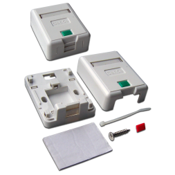 Корпус розетки накладной Lanmaster LAN-SA1/S-WH (1 x Keystone Jack, со шторкой, белый)