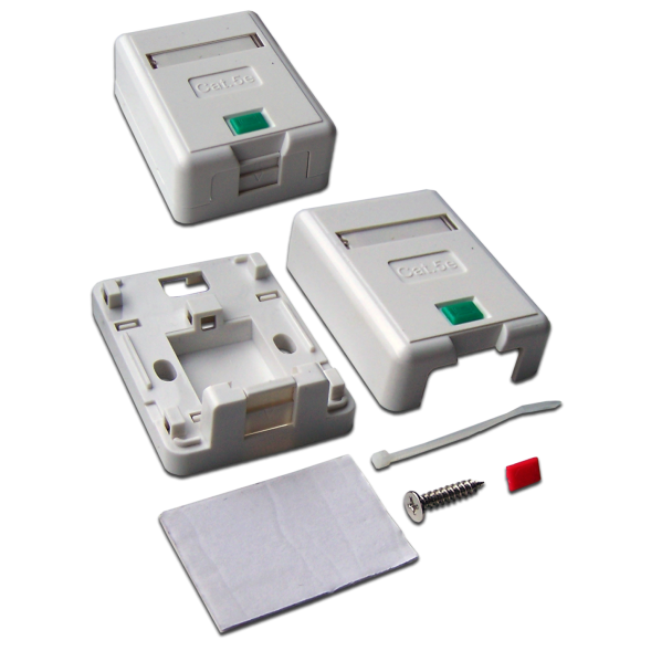 Корпус розетки накладной Lanmaster LAN-SA1/S-WH (1 x Keystone Jack, со шторкой, белый)