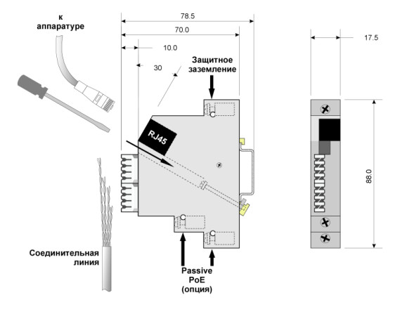 Грозозащита Info-Sys РГ4PoE 1DIN