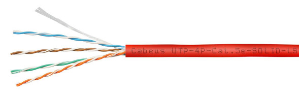 Кабель Cabeus UTP-4P-Cat.5e-SOLID-LSZH-RD-20 (9778c-8) (U/UTP, CAT.5E, LSZH, 20 м, красный)