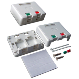 Корпус розетки накладной Lanmaster LAN-SA2/S-WH (2 x Keystone Jack, со шторками, белый)