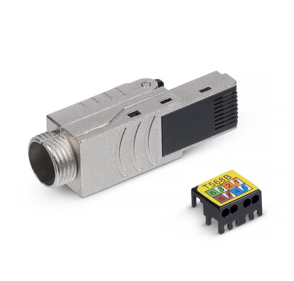 Коннектор Cabeus 8P8C-SH-C8-TWP (RJ45, CAT.8, экранированный, со вставкой) (10070c)