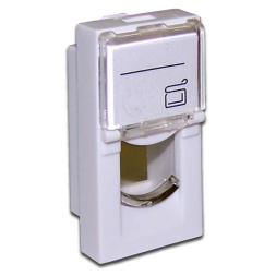 Вставка Lanmaster LAN-SIP-22L-WH (1 x Keystone Jack, Mosaic 22.5x45, со шторкой, большое окно маркировки, белая)