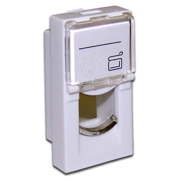 Вставка Lanmaster LAN-SIP-22L-WH (1 x Keystone Jack, Mosaic 22.5x45, со шторкой, большое окно маркировки, белая)