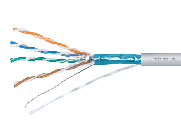 Кабель Cabeus FTP-4P-Cat.5e-SOLID-LSZH-GY-100 (10441c-5) (F/UTP, CAT.5E, LSZH, 100 м, серый)