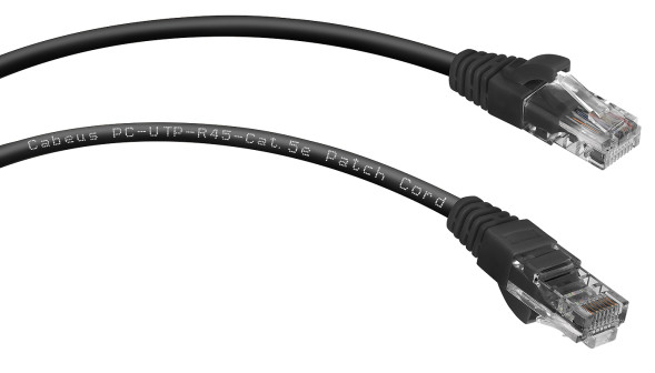 Патч-корд Cabeus PC-UTP-RJ45-Cat.5e-1.5m-BK (7698c) (U/UTP, CAT.5E, PVC, 1.5 м, черный)