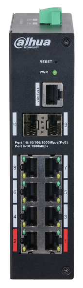 Коммутатор Dahua DH-HS4210-8GT-110 (8 x RJ45 1G, 2 x SFP 1G, PoE 110 W, Industrial)