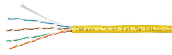 Кабель Cabeus UTP-4P-Cat.5e-SOLID-LSZH-YL-20 (9780c-8) (U/UTP, CAT.5E, LSZH, 20 м, желтый)