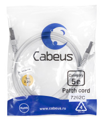 Патч-корд Cabeus PC-FTP-RJ45-Cat.5e-1m (7262c) (F/UTP, CAT.5E, PVC, 1 м, серый)