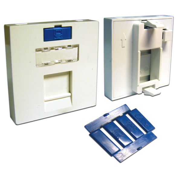 Вставка Lanmaster LAN-SIP-23M-WH (1 x Keystone Jack, Mosaic 45x45, со шторкой, иконкой, белая)