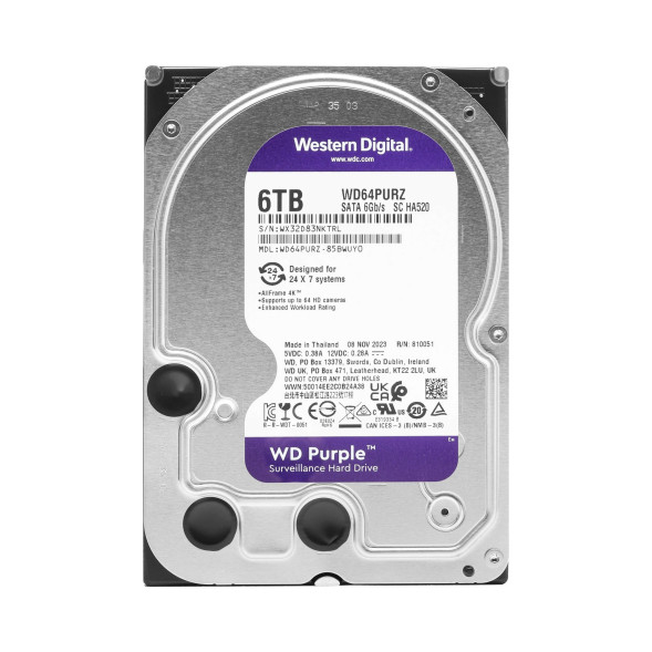 Жесткий диск Western Digital Purple WD64PURZ (6 TB, 3.5", SATA 3.0, для видеонаблюдения)