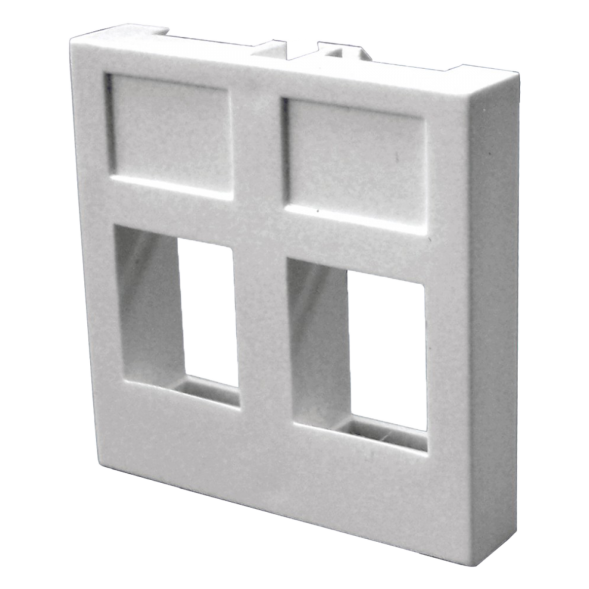 Вставка Lanmaster LAN-SIP-24R-WH (2 x Keystone Jack, Mosaic 45x45, без шторок, белая)