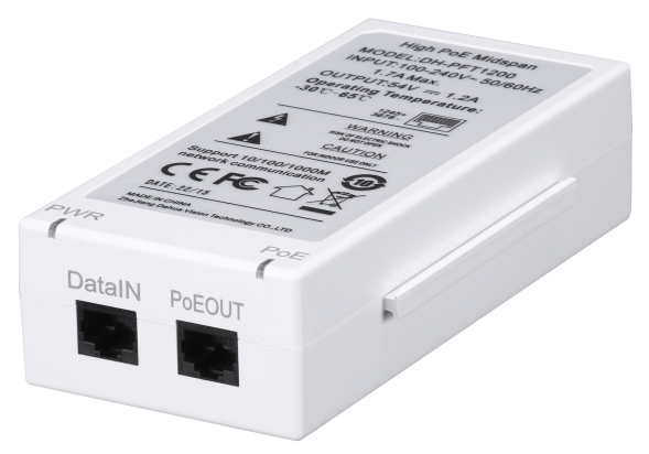 PoE-инжектор Dahua DH-PFT1200 (1 Gbps, 802.3af/at/bt)