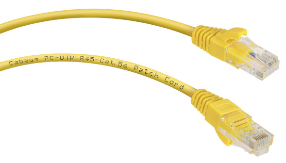 Патч-корд Cabeus PC-UTP-RJ45-Cat.5e-1m-YL (7673c) (U/UTP, CAT.5E, PVC, 1 м, желтый)