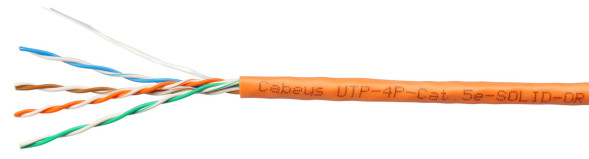 Кабель Cabeus UTP-4P-Cat.5e-SOLID-OR-100 (7253c-5) (U/UTP, CAT.5E, PVC, 100 м, оранжевый)