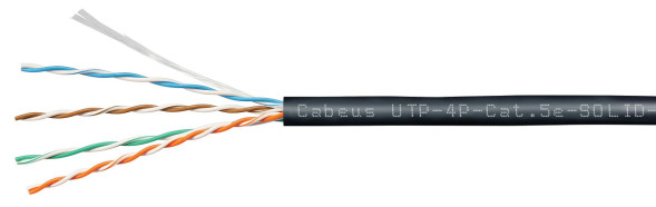 Кабель Cabeus UTP-4P-Cat.5e-SOLID-OUT-LSZH-UV-100 (7172c-5) (U/UTP, CAT.5E, LSZH, 100 м, черный)