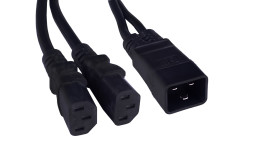 Кабель силовой оконцованный Cabeus PC-IEC20-2xIEC13-1.5-0.3M (12360c) (C20–2xC13, 3x1.50 мм², 0.3 м, черный)