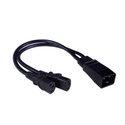 Кабель силовой оконцованный Cabeus PC-IEC20-2xIEC13-1.5-0.3M (12360c) (C20–2xC13, 3x1.50 мм², 0.3 м, черный)