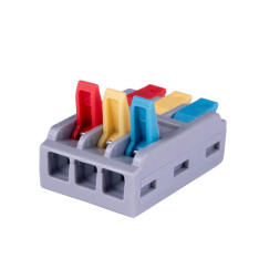 Клемма соединительная Cabeus MX-3 (11425c) (3 полюса, 6 зажимов, 0.08–4.0 мм², с рычагом)