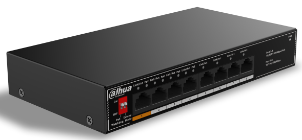 Коммутатор Dahua DH-SG1008LP (8 x RJ45 1G, PoE 60 W)