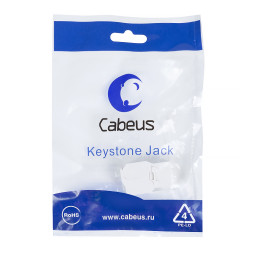 Адаптер проходной Cabeus KJ-RJ45-Cat.6a-180-Toolless (RJ45-DIDC, CAT.6A, UTP, Keystone Jack) (7964c)