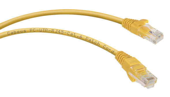 Патч-корд Cabeus PC-UTP-RJ45-Cat.6-1.5m-YL (8706c) (U/UTP, CAT.6, PVC, 1.5 м, желтый)