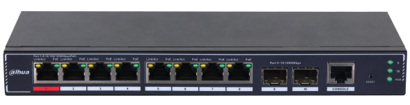 Коммутатор Dahua DH-SG4010P-2F (8 x RJ45 1G, 2 x SFP 1G, PoE 110 W)