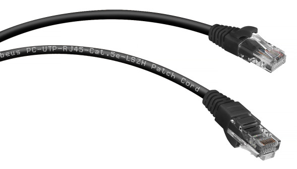 Патч-корд Cabeus PC-UTP-RJ45-Cat.5e-2m-BK-LSZH (9539c) (U/UTP, CAT.5E, LSZH, 2 м, черный)
