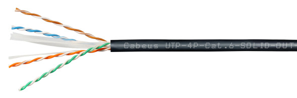 Кабель Cabeus UTP-4P-Cat.6-SOLID-OUT-LSZH-UV (9641c) (U/UTP, CAT.6, LSZH, 305 м, черный)