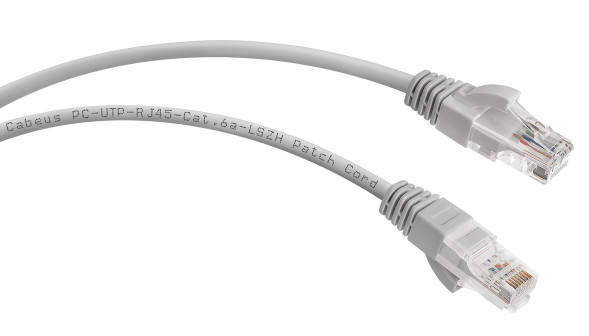 Патч-корд Cabeus PC-UTP-RJ45-Cat.6a-1m-LSZH (7894c) (U/UTP, CAT.6A, LSZH, 1 м, серый)