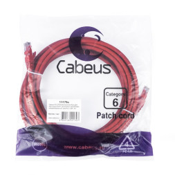 Патч-корд Cabeus PC-UTP-RJ45-Cat.6-5m-RD-LSZH (11179c) (U/UTP, CAT.6, LSZH, 5 м, красный)