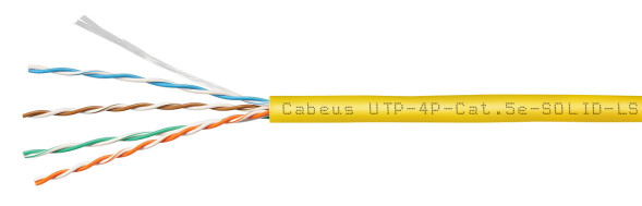 Кабель Cabeus UTP-4P-Cat.5e-SOLID-LSZH-YL-50 (9780c-6) (U/UTP, CAT.5E, LSZH, 50 м, желтый)
