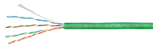 Кабель Cabeus UTP-4P-Cat.5e-SOLID-LSZH-GN-50 (9779c-6) (U/UTP, CAT.5E, LSZH, 50 м, зеленый)