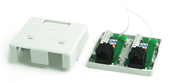 Розетка Hyperline SB2-2-8P8C-C6-WH