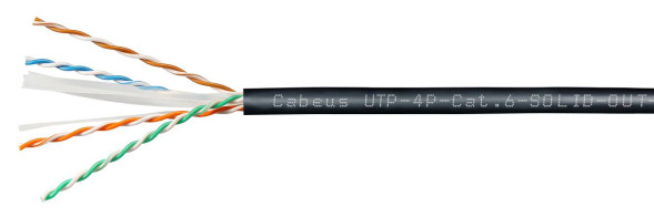 Кабель Cabeus UTP-4P-Cat.6-SOLID-OUT-LSZH-UV-20 (9641c-8) (U/UTP, CAT.6, LSZH, 20 м, черный)