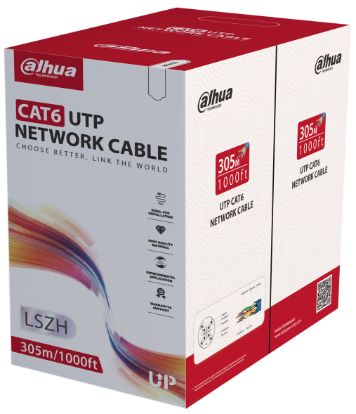 Кабель Dahua DH-PFM923I-6UN-C (U/UTP, CAT.6, LSZH, 305 м, синий)