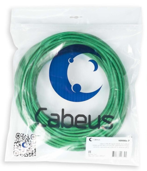 Кабель Cabeus UTP-4P-Cat.5e-SOLID-LSLTx-GN-25 (10990c-7) (U/UTP, CAT.5E, LSLTx, 25 м, зеленый)