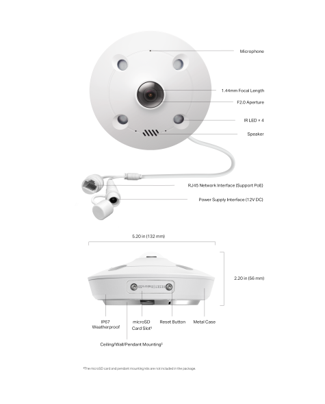 IP-камера TP-Link VIGI InSight S655I (панорамная, 5 MP, 1.44 mm)