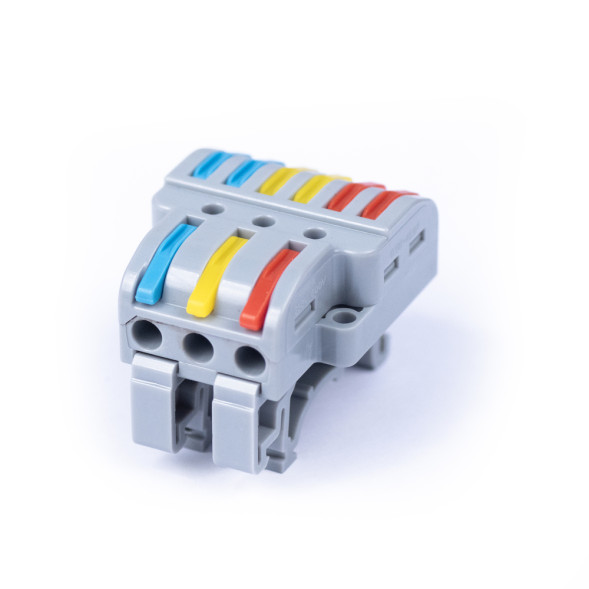 Клемма соединительная Cabeus MX-633D (11462c) (3–6 полюсов, 9 зажимов, 0.08–4.0 мм², с рычагом, DIN)