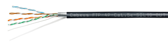 Кабель Cabeus FTP-4P-Cat.5e-SOLID-OUT-LSZH-UV-100 (7176c-5) (F/UTP, CAT.5E, LSZH, 100 м, черный)