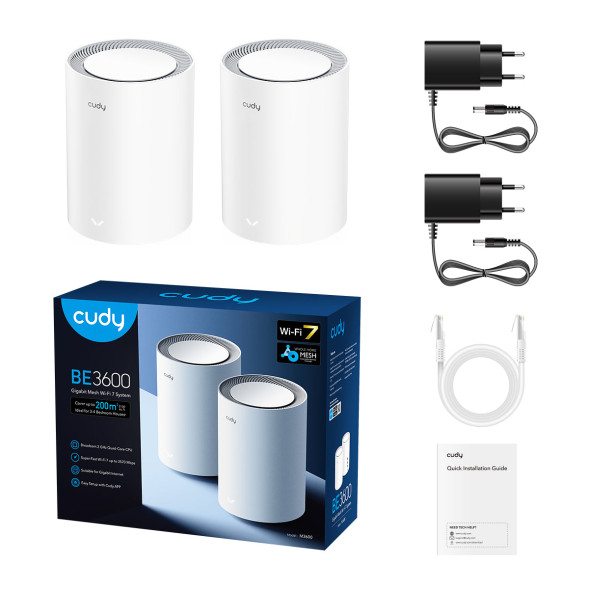 Wi-Fi система Cudy M3600 2-pack (Wi-Fi 7, 2.4/5 GHz, 3 x RJ45 1G)