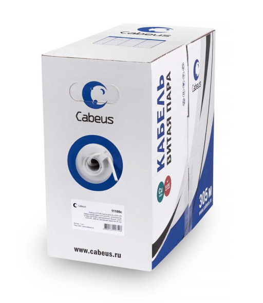 Кабель Cabeus UTP-4P-Cat.6-SOLID-LSZH-GY (11108c) (U/UTP, CAT.6, LSZH, 305 м, серый)