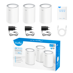 Wi-Fi система Cudy M3000 3-pack (Wi-Fi 6, 2.4/5 GHz, 1 x RJ45 2.5G, 1 x RJ45 1G)