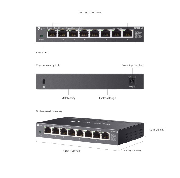 Коммутатор TP-Link Omada DS108G-M2