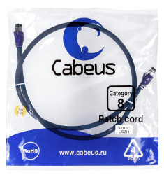 Патч-корд Cabeus PC-SSTP-RJ45-Cat.8-1m-LSZH (9701c) (S/FTP, CAT.8, LSZH, 1 м, синий)